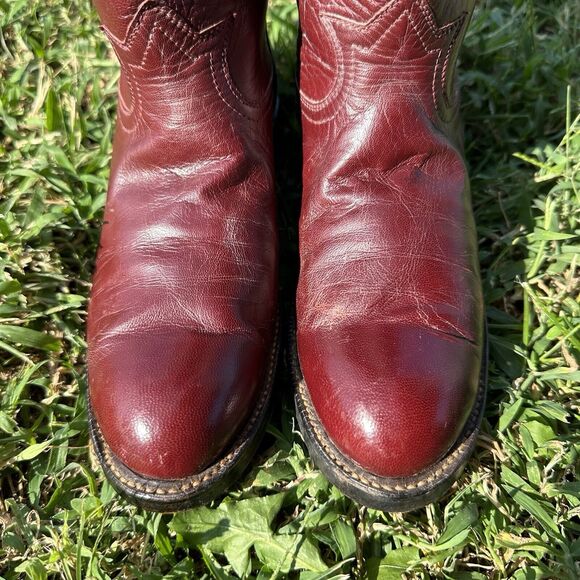 Vintage Tony Lama Roper Boots Womens Size 4.5 B Red Taylor Swift Rodeo Workwear - Picture 4 of 12